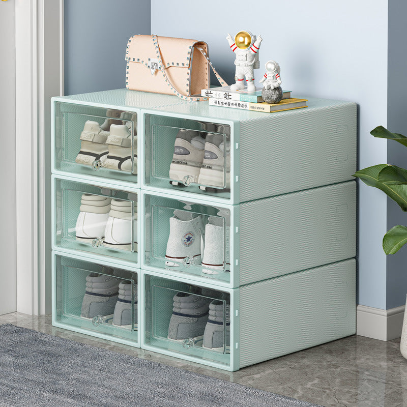 Folding shoe box household door shoe rack shoe storage box drawer type transparent shoe cabinet storage box saves space