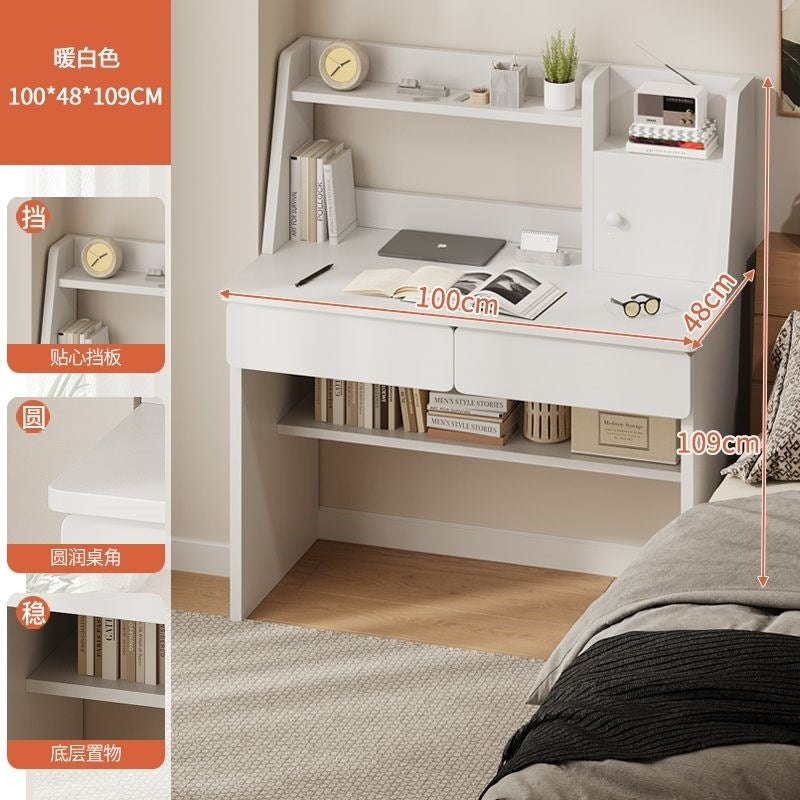 For home table cabinet combination student computer desk small apartment with bookshelf simple desk bedroom wall-mounted one-piece desk cabinet