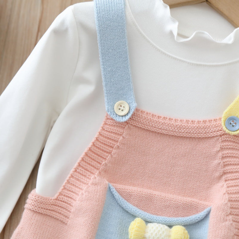 Spring new arrivals: sweet knitted tank top dress set for little girls - spring collection