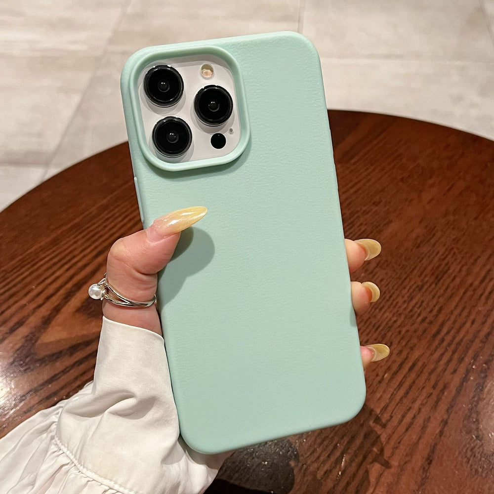 Suitable for apple 16promax leather texture simple pure color mobile phone case iphone11/13 anti-fall tpu protective cover