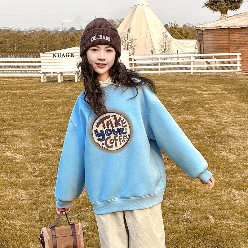 Girls' spring/autumn tops -  new trendy kids' street style outfit - autumn fashionable long-sleeve sweatshirt