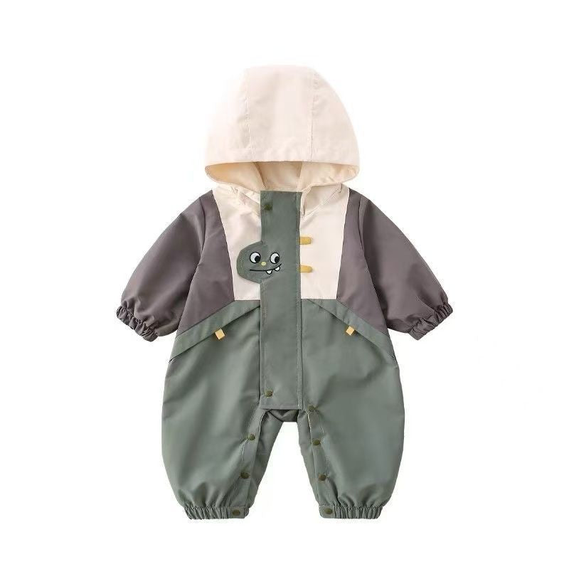 Spring & fall jacket double layer outwear hooded baby style clothes jumpsuit cute outwear cartoon baby clothes