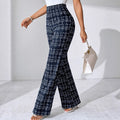 2025 summer european and american cross-border amazon hot-selling women's fashion casual plaid print trousers