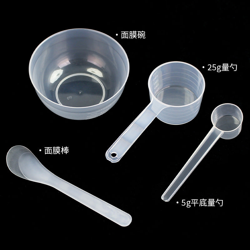 Wholesale facial mask bowl set - 4-piece kit with mask stick, mixing bowl, and spoon - individually packaged mask application tools
