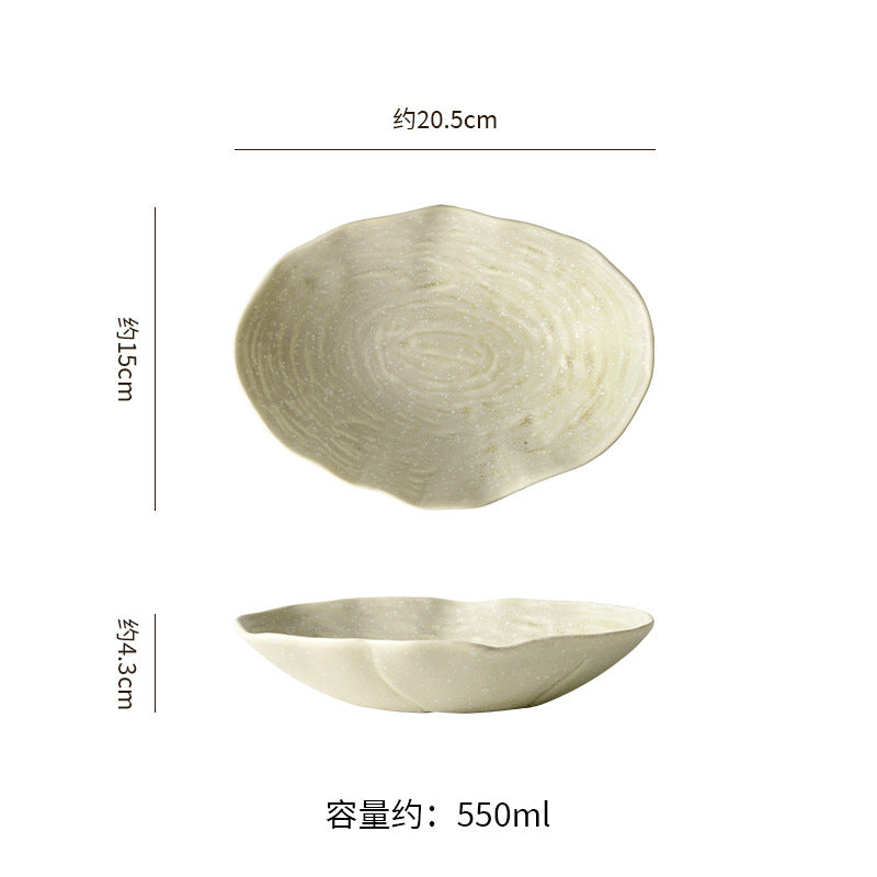 Japanese-style pasta plate, household salad plate, high-end restaurant ceramic tableware, retro straw hat bowl, light luxury western food plate