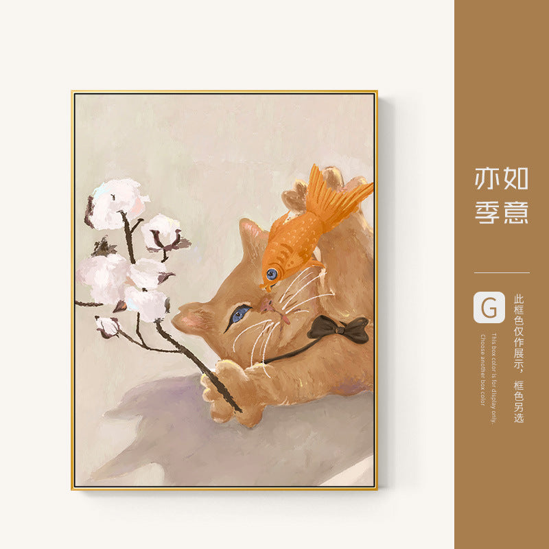 Nordic restaurant meter box decorative painting dining table wall vertical distribution box blocking painting living room aisle vertical painting