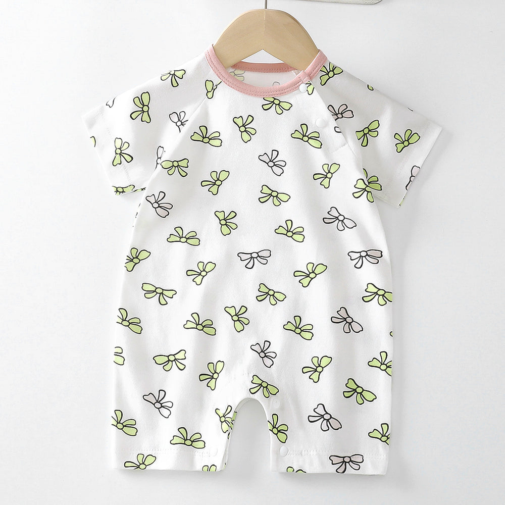 Baby clothes summer thin pure cotton air-conditioning clothes pajamas newborn baby short-sleeved onesie baby outing khaki crawling