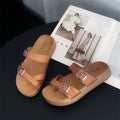 2026 women's summer thick-soled slides - new fashion casual beach sandals - flat, thong-toe flip-flops