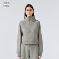 Half-zip high stand collar pullovertops women's fall and winternew arrivaloutwearheattech fleece thickened sports sweatshirtdaw150