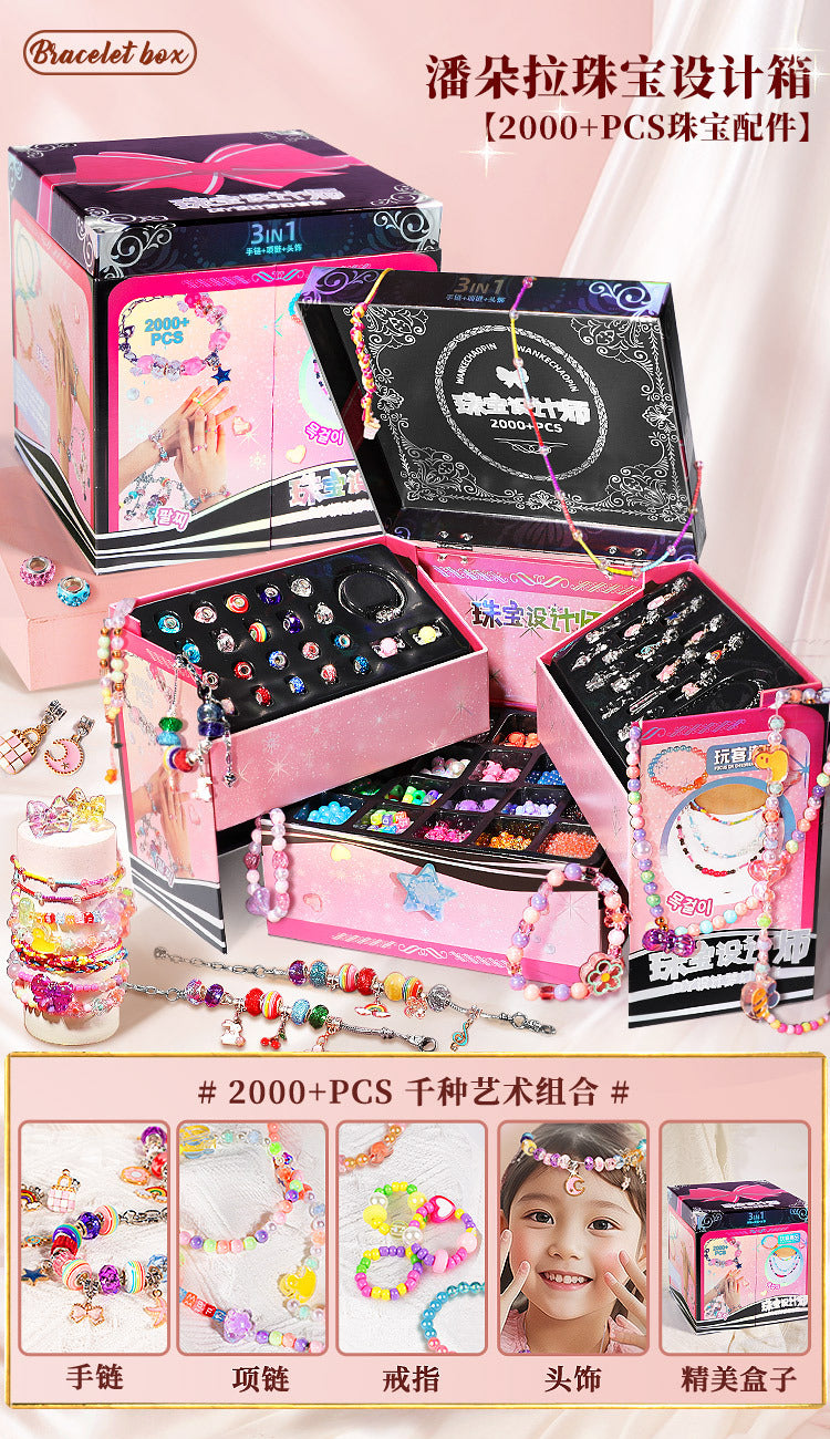 Diy beading kit for kids - necklace, bracelet & jewelry making - educational toy gift set for girls