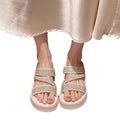 Non-slip platform sandals - princess style beach & home slides - new thick-soled rhinestone strap thong sandals - outdoor wear