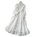 Accessible luxuryclassyheavy industry mesh embroidercut outdress women's long sleeves waist slimming lookwork clothingelegancea-line skirt