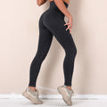 Big sale cross-border new arrival washed yoga pants with holes cut out seamless high waist sports nine-point pants butt lift fitness pants for women