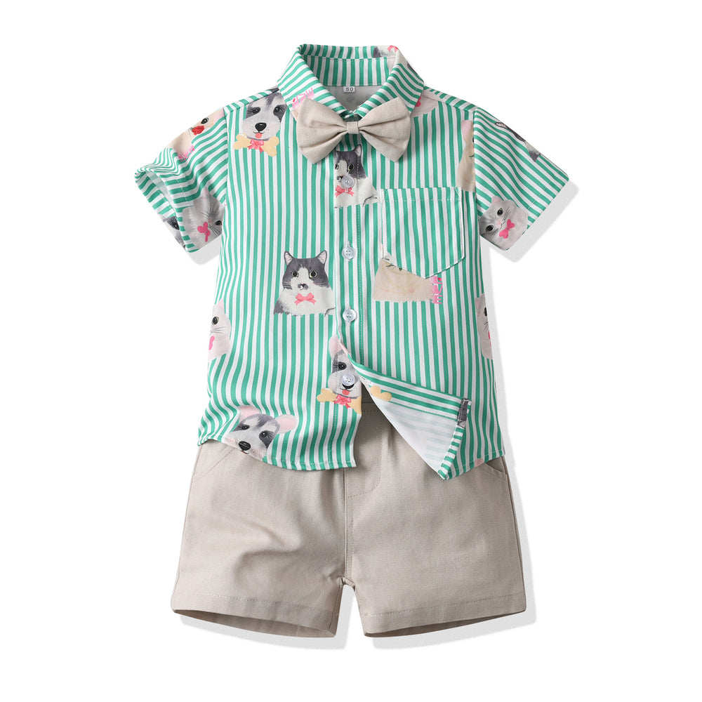 boys printingsuit cotton kidsloose thin cool summer floral shirt boys shirt spring and summer
