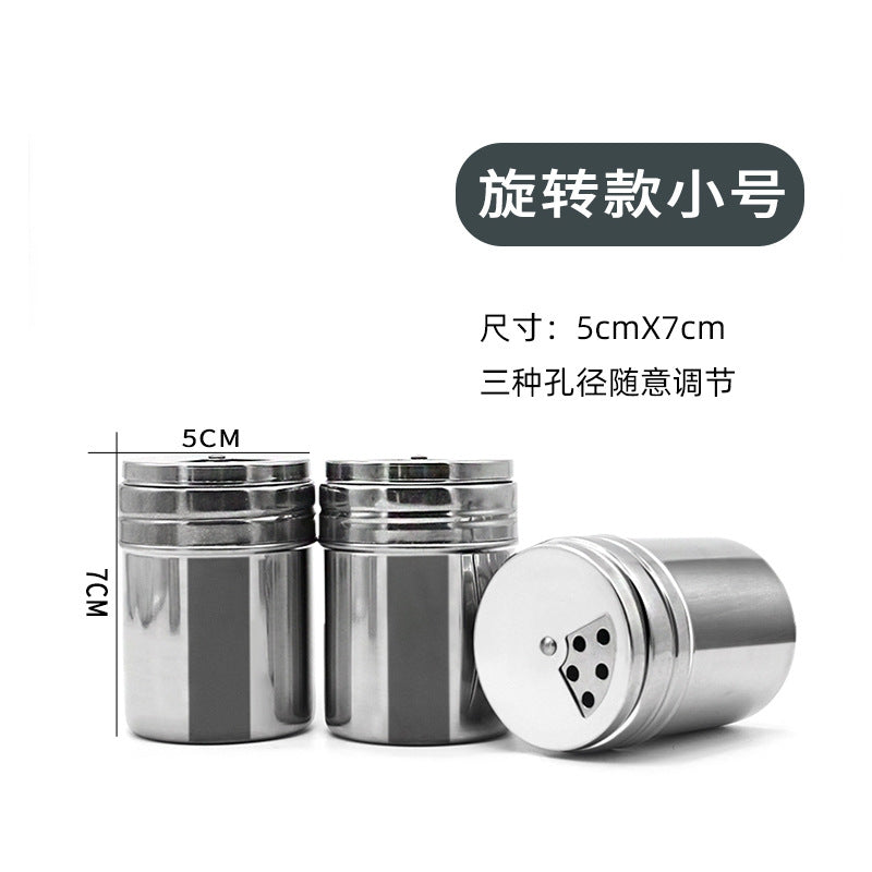 Bia stainless steel rotating seasoning bottle seasoning jar barbecue seasoning bottle toothpick holder powder bottle pepper jar barbecue charcoal