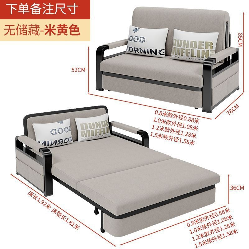 Sofa bed dual-purpose foldable small apartment living room multi-functional telescopic bed popular detachable washable fabric single sofa bed