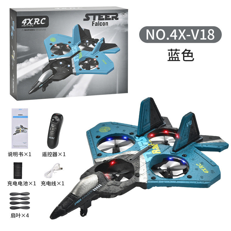 v18 remote control stunt foam fighter gravity sensing kids' quadcopter drone toy for boys