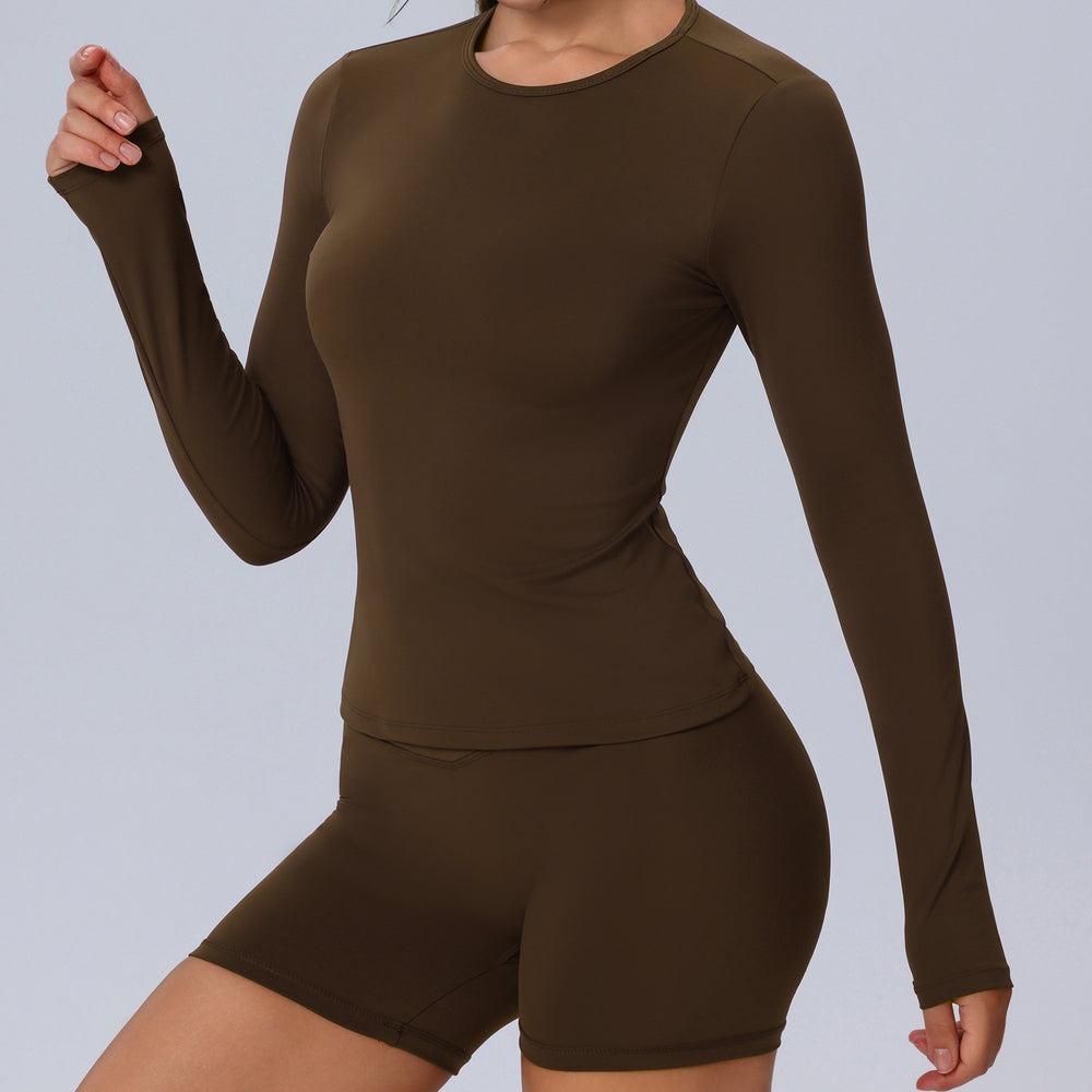 Amazon's new long sleeves yoga wear tight breathable elastic fitness wear professional training sportswear tops t-shirt