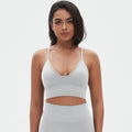 European and american seamless solid color v-neck camisole bra sports bra backless top breathable sweat-wicking yoga top fitness tank top for women