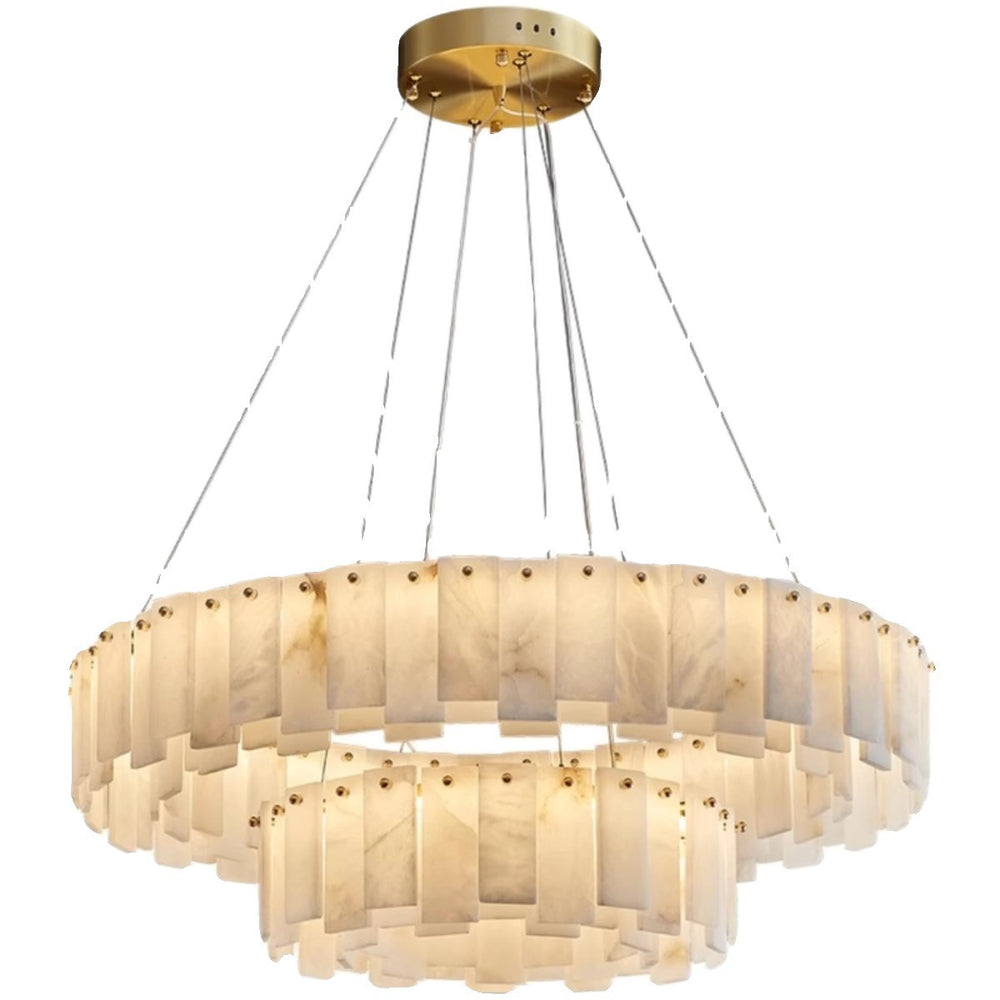 Modern minimalist spanish natural cloud marble translucent living room cross-border all-copper spanish cloud marble chandelier