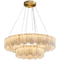 Modern minimalist spanish natural cloud marble translucent living room cross-border all-copper spanish cloud marble chandelier
