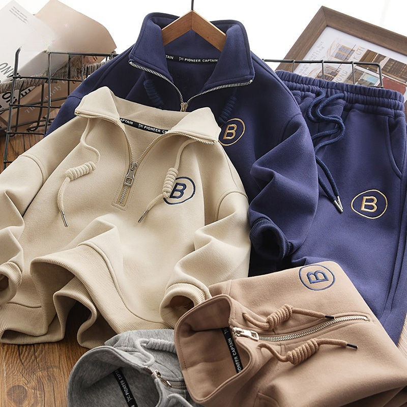 Boys' fall/winter new style cool & edgy hoodie and sweatpants set  - middle to big kids' boys' top and pants tracksuit
