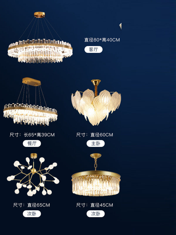 Modern living room light luxury crystal chandelier whole house package lighting simple dining room main light 2025 new lamps