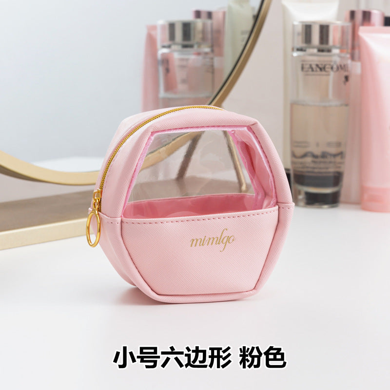 PU leather waterproof transparent makeup toilet bag set travel cosmetics sorting storage bag portable portable storage bag