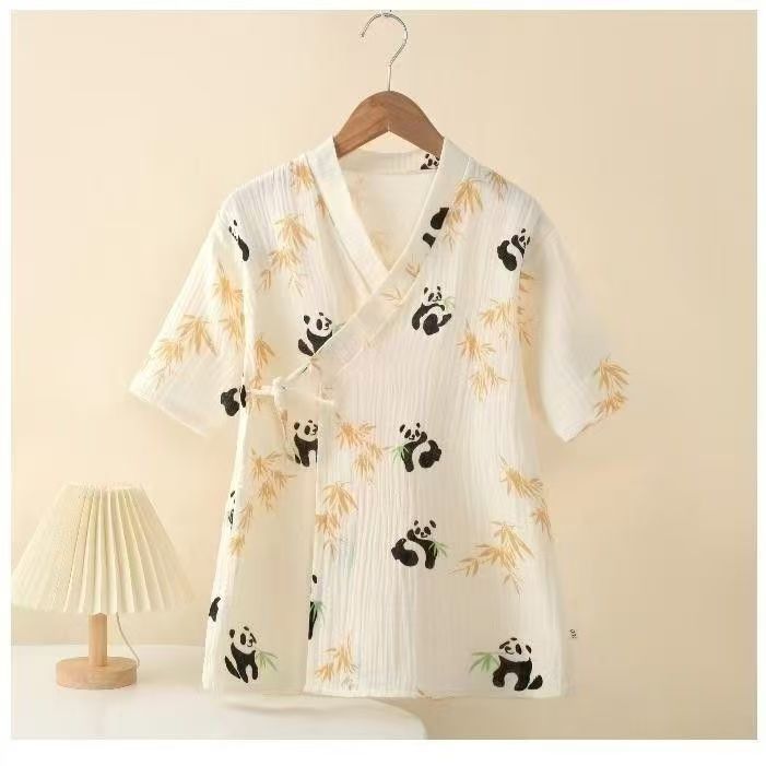 Class a pure cottonkids pajamassummer thin bath towel bathrobe baby cartoon home clothes nightgown air conditioning clothes yh