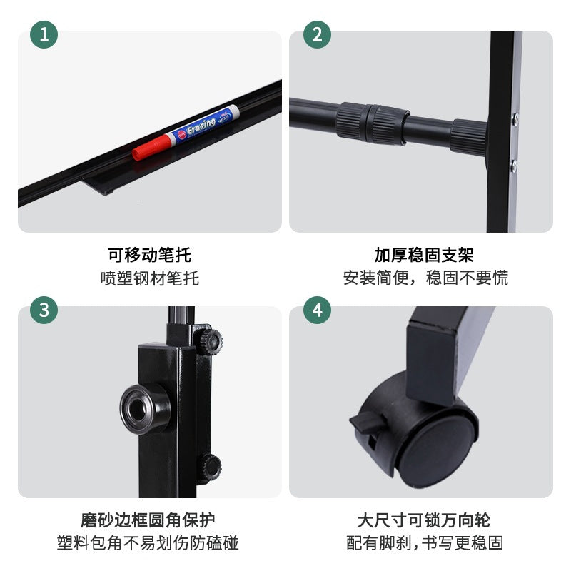 Upgraded thickened adjustable stand-up whiteboard writing board, portable blackboard, children's home stand-up display board with stand
