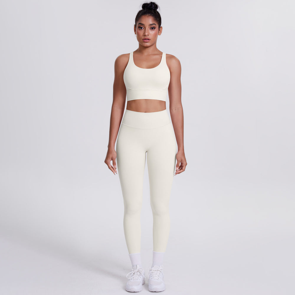 new brushed tight yoga wear cross-back sports bra suit cloud-like quick-drying running fitness wear