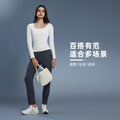 Women's yoga top with built-in bra pads, long sleeve square neck slimming base layer top for autumn - d25176