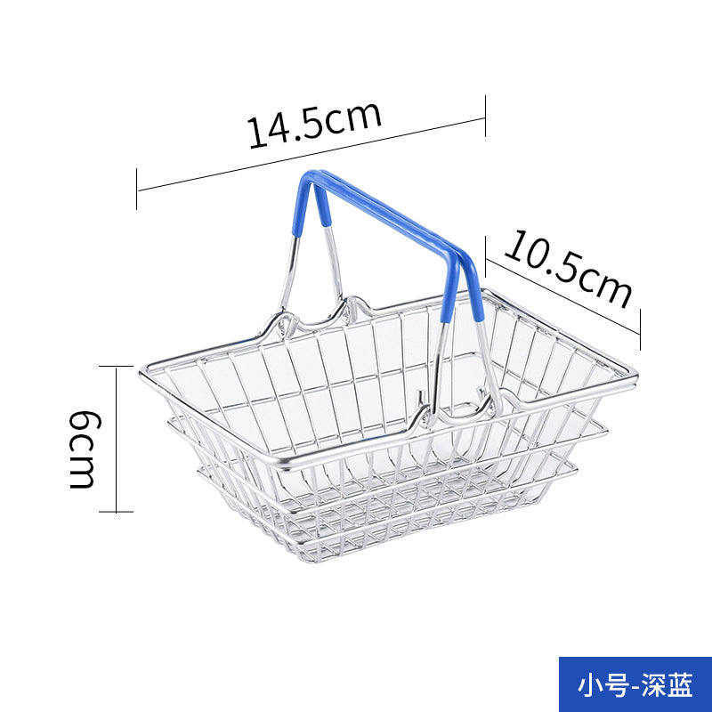 Cross-border  wrought iron simulation shopping basket household cosmetics sundries storage decorative shelf shooting props
