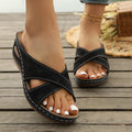 2026 spring new arrival: plus-size women's casual comfort wedge sandals with criss-cross straps - one size fits all