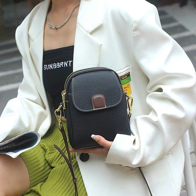 Top-grain leather 2024 new trendy fashion shoulder bag, stylish women's phone bag, soft leather versatile genuine leather handbag