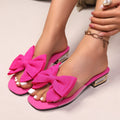 Square toe new arrival sandals and slippers for women with cross bows and metal buckles on thick heels and low export overseas wholesale