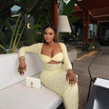 European and american cross-border women's fashion:  autumn new collection - solid color long sleeve bandeau bodycon elegant maxi slip dress
