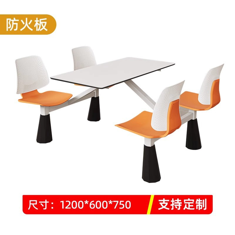 Company school canteen dining table and chair combination staff and students 4 people 6 people dining room table and chair commercial dining table and chair conjoined