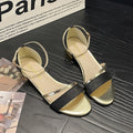 2025 summer new women's sandals: fashionable student style, closed-toe, single buckle strap, trendy plus size flat sandals for women