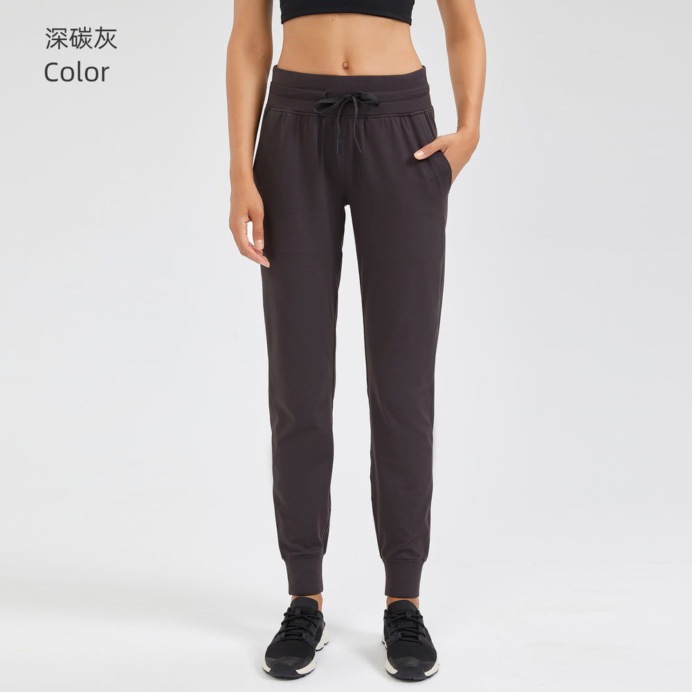 high waist yoga pants women's drawstring quick-drying elastic running fitness pants slimming look jogger pants sports pants d19069