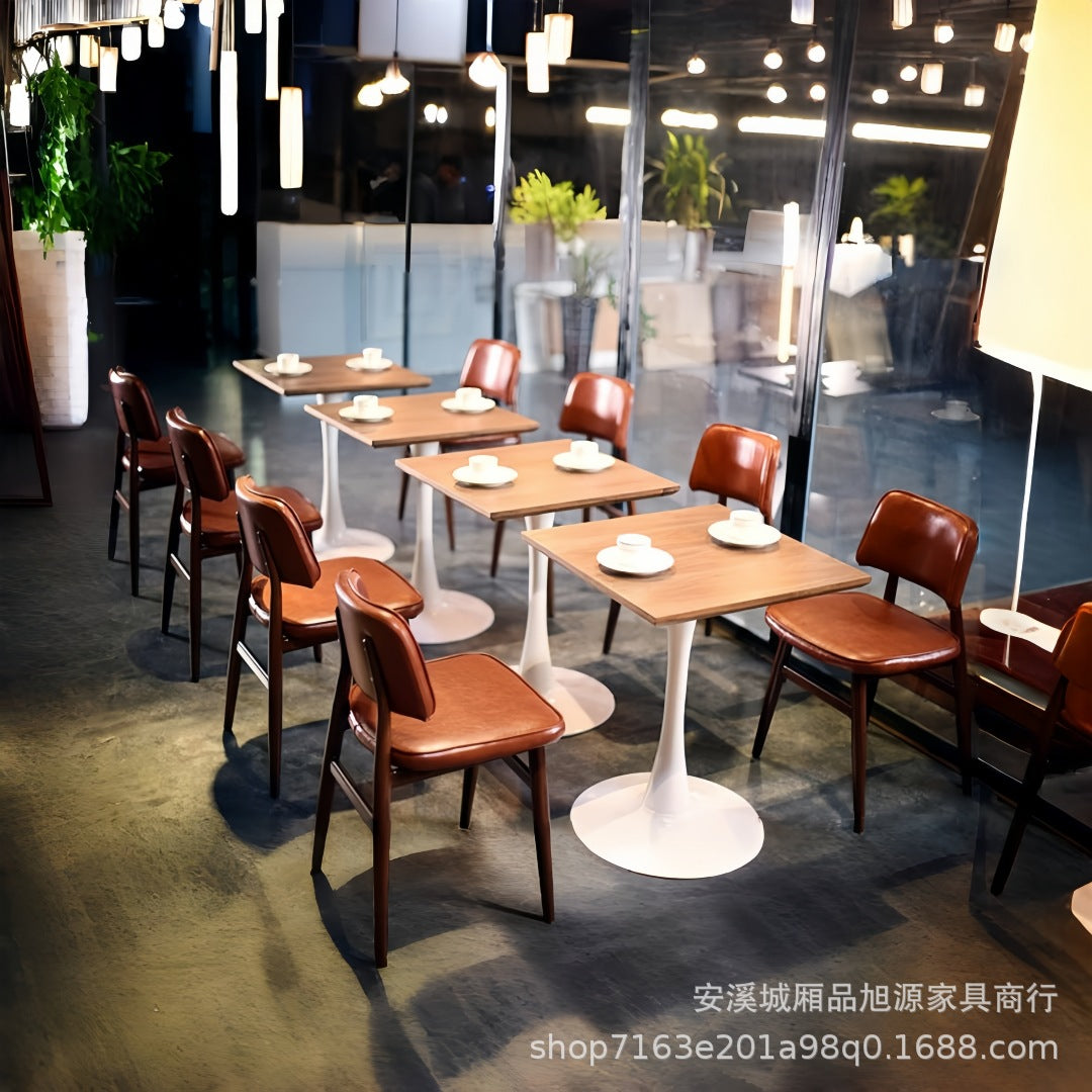 Buffet hot pot shop retro leather dining chair industrial style loft wrought iron chair cafe lounge chair stool