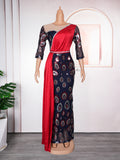 Aliexpress  new arrivalpatchworkcontrast colorhigh waistdressfashion african plus size women's clothing sequin long skirt