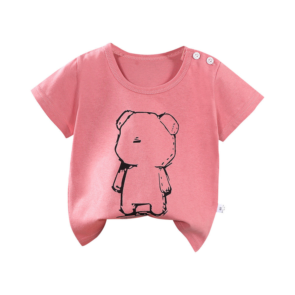 Kids' short-sleeve pure cotton summer new arrivals : boys' t-shirts, baby cartoon girls' short-sleeve korean style tops, children's clothing