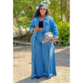 European and american style loose denim long coat  cross-border women's autumn and winter button-down cardigan long sleeve windbreaker jacket