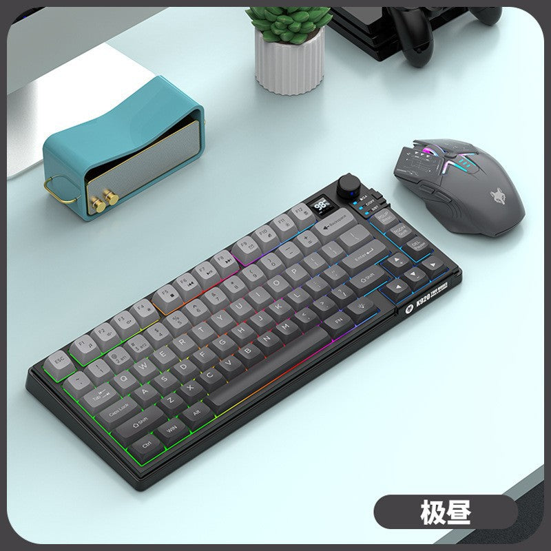 Dazzling silver fox k920 wireless bluetooth dual-mode mechanical feel keyboard and mouse combo with display knob and tri-color design