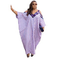 European and american cross-border women's clothing:  summer new arrival - elegant, casual, loose-fit, plus size, v-neck, striped maxi dress