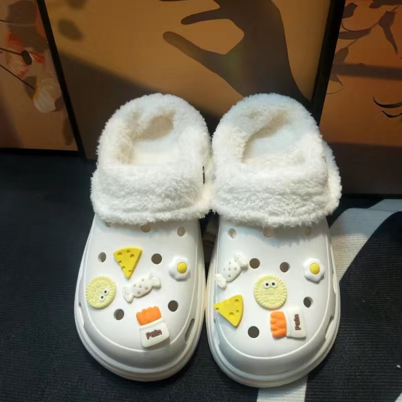 2025 croc shoes cotton slippers fleece-linedheattechpopularfashioneasiest for match indoor heightening eva casualoutwear cotton slippers