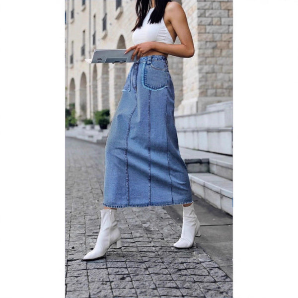FR870476 #European and American   women's rough edge street popular A word loose denim skirt