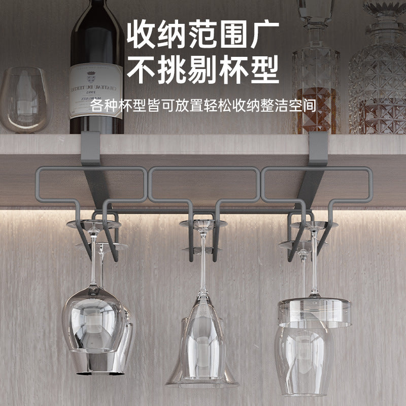 No punching red wine glass rack upside down rack household creative wine rack wine cabinet hanging hanging goblet storage rack