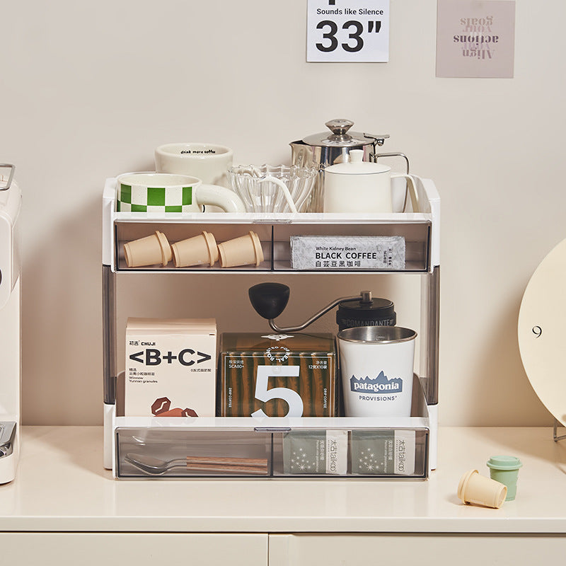 Multi-layer cup holder Multifunctional desktop storage box Coffee tea bag storage Water bar storage rack Kitchen rack